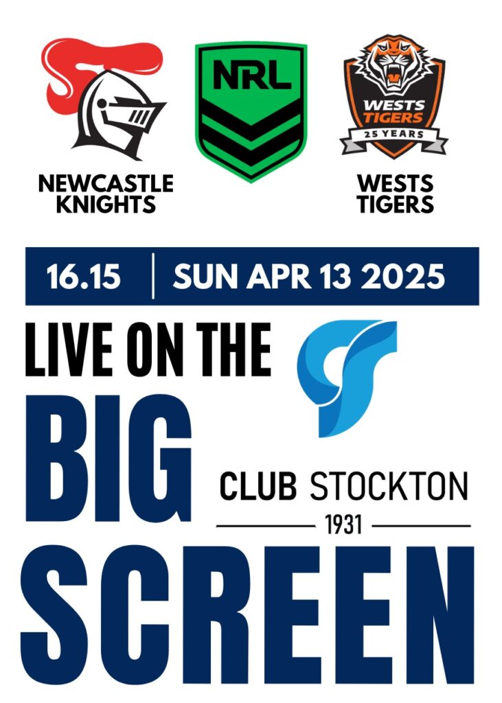 Catch the Knights vs Tigers NRL 2025 Round 6 live at Club Stockton this April 13. Do not miss the excitement starting 16.15
