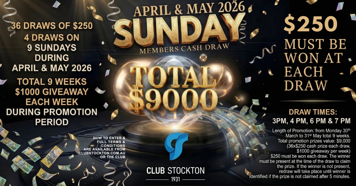 Sunday MEMBERS CASH DRAW April May 2026
