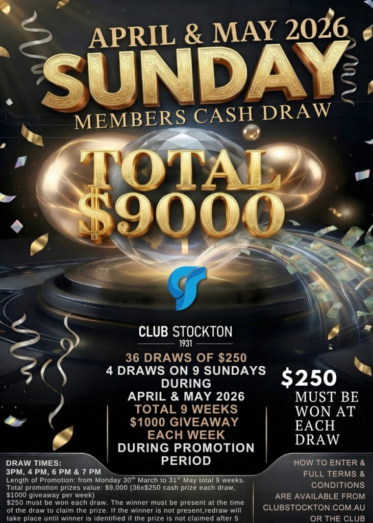 Sunday MEMBERS CASH DRAW April May 2026
