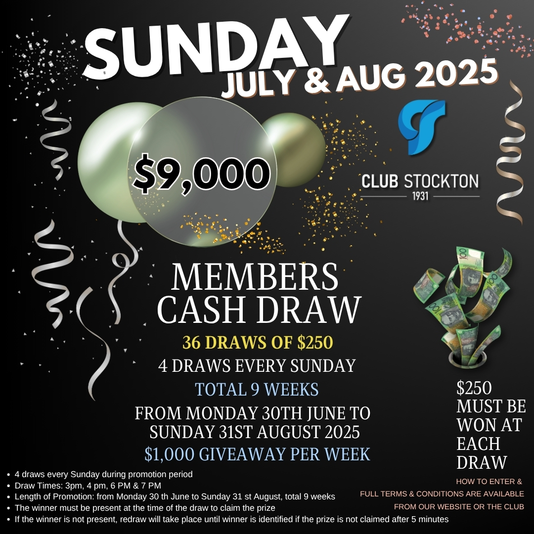 Sunday MEMBERS CASH DRAW JULY Aug 2025